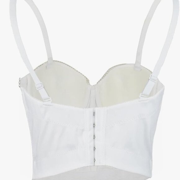 White pearl beaded corset crop top bustier - Picture 5 of 7